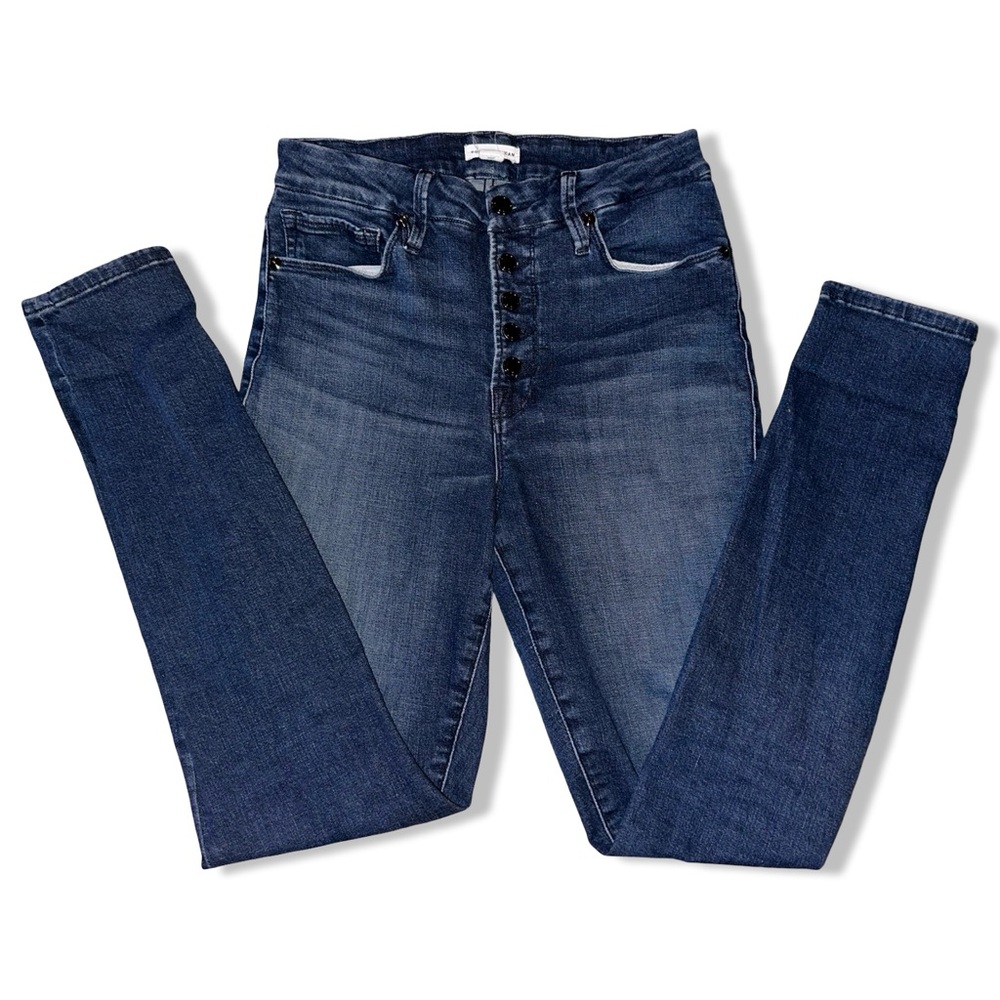 Good American Good Legs Skinny High Rise Button Fly Jeans in Blue830 Size 6/28 - Picture 10 of 15